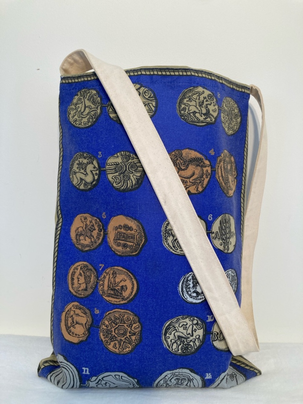 John Derian canvas shoulder bag astrological signs blue